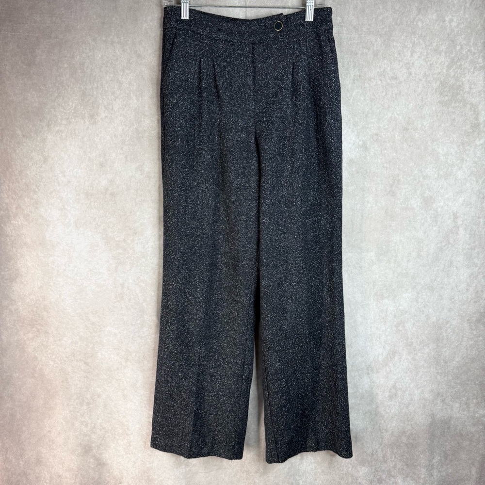 ModCloth Wide Leg Pleated Tweed Pants In Gray Women's‎ Size 6